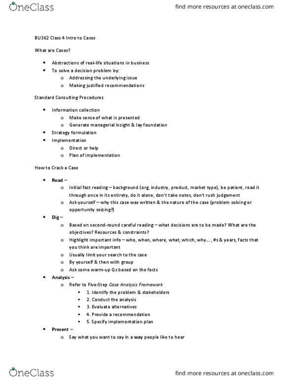 BU362 Lecture Notes - Lecture 4: Private Label, Income Statement, Target Market thumbnail
