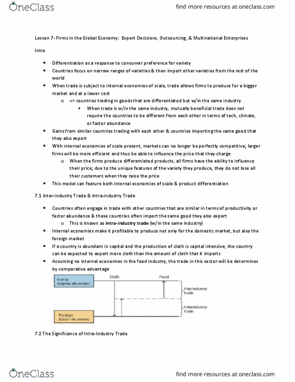 EC239 Lecture Notes - Lecture 7: The Intercept, Autarky, Monopolistic Competition thumbnail