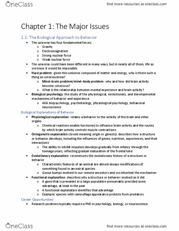 PSY 308 Chapter Notes - Chapter 1: Kin Selection, Brain Damage, Lamarckism thumbnail