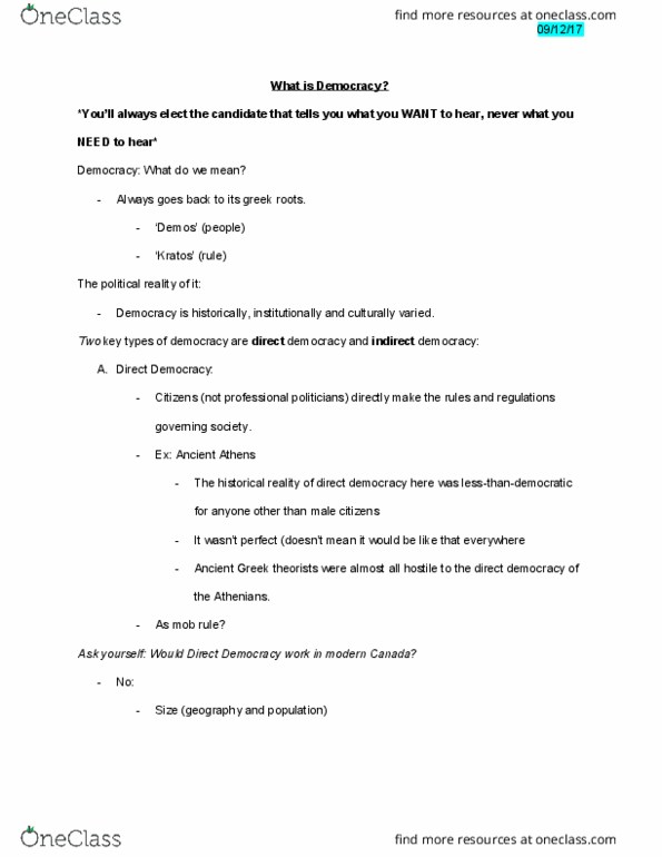 POLSCI 1AA3 Lecture Notes - Lecture 4: Direct Democracy, The Federalist Papers thumbnail