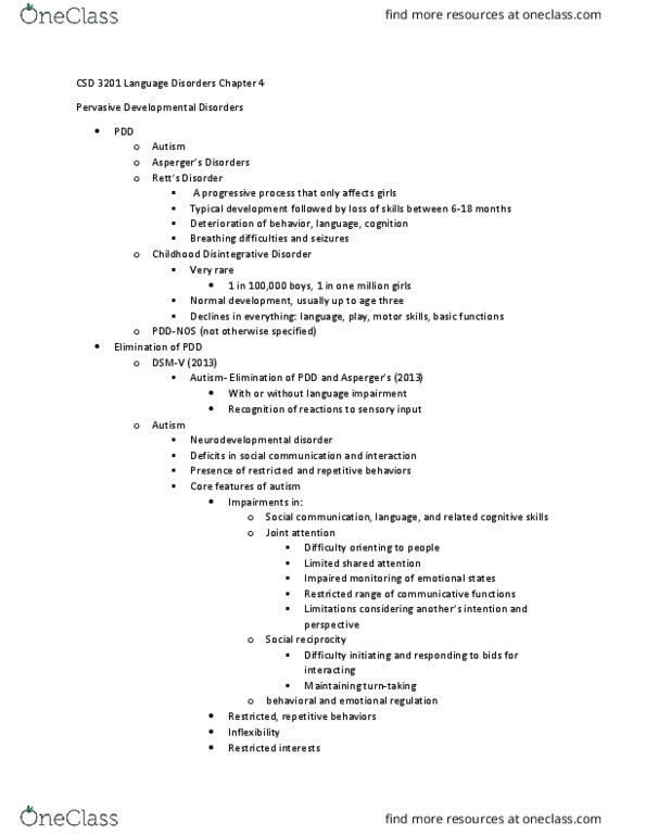 CSD-3201 Lecture Notes - Lecture 1: Attention Deficit Hyperactivity Disorder, Operant Conditioning, Asperger Syndrome thumbnail