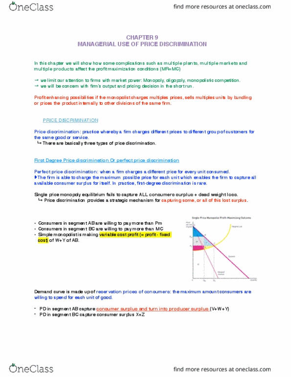 MGCR 293 Chapter Notes - Chapter 9: Deadweight Loss, Reservation Price, Price Discrimination thumbnail