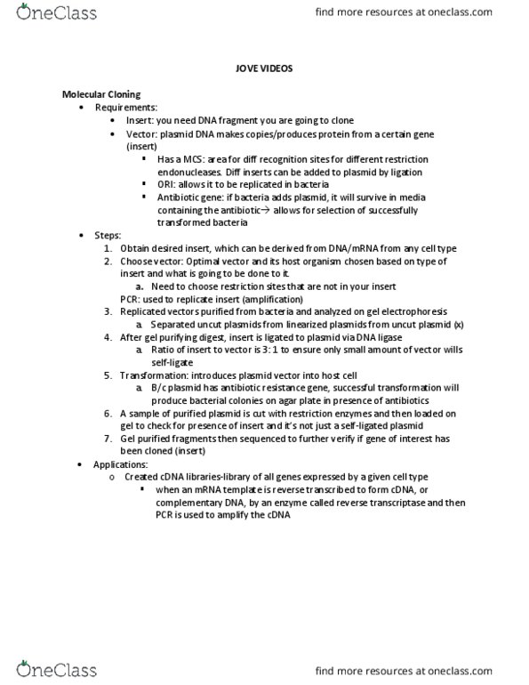 BIOL309 Lecture Notes - Lecture 2: Phosphodiester Bond, Agarose Gel Electrophoresis, Exonuclease thumbnail