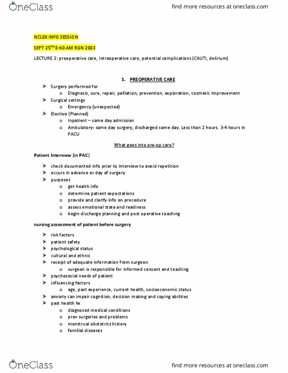 NSG 3105 Lecture Notes - Lecture 2: Incontinence Pad, Social Isolation, Hypotension thumbnail