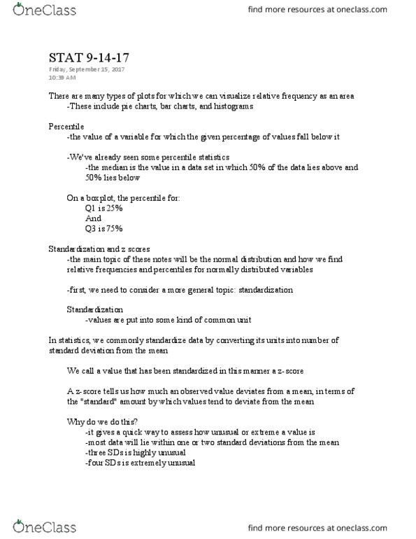 STAT 301 Lecture Notes - Lecture 10: Standard Deviation, Percentile, Box Plot thumbnail