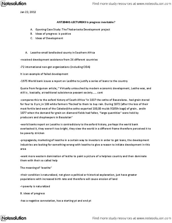ANT204H1 Lecture Notes - Vandana Shiva, Society 1, Eurocentrism thumbnail