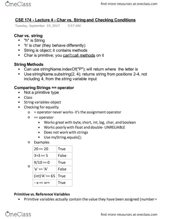 CSE 174 Lecture Notes - Lecture 4: Boolean Expression, Negation, Memory Address thumbnail