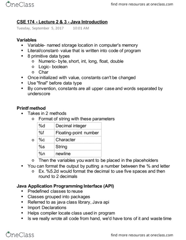 CSE 174 Lecture Notes - Lecture 2: Type Conversion, High-Level Programming Language, Application Programming Interface thumbnail