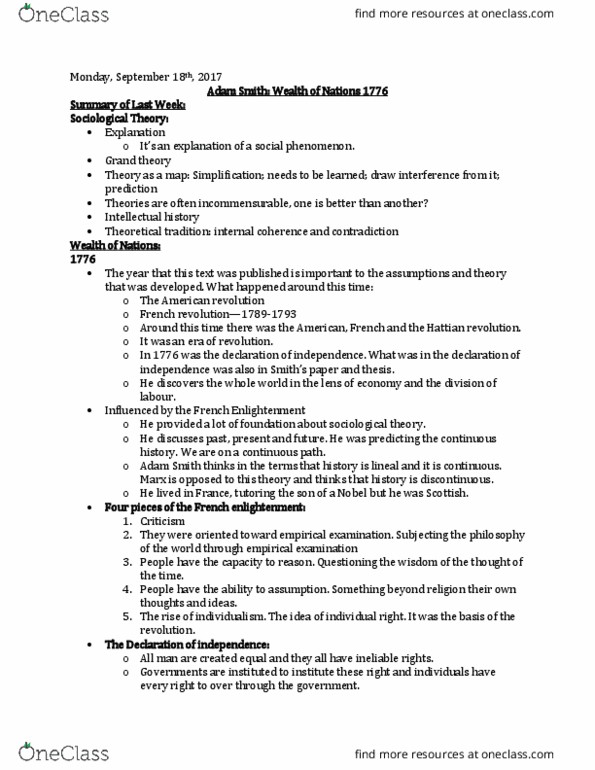 SOCI 2040 Lecture Notes - Lecture 1: Price Controls, Barter, Age Of Enlightenment thumbnail