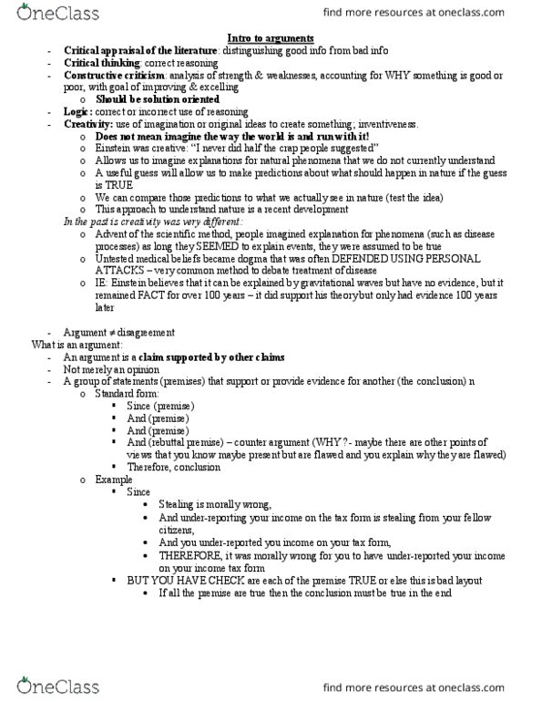 BIOM 3210 Lecture Notes - Lecture 1: Critical Thinking, Scientific Method thumbnail