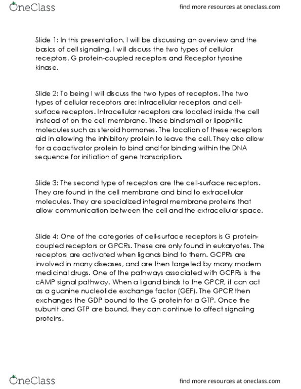 BSC 203 Chapter Notes - Chapter 2: Critical Role, Peptide, G Protein–Coupled Receptor thumbnail