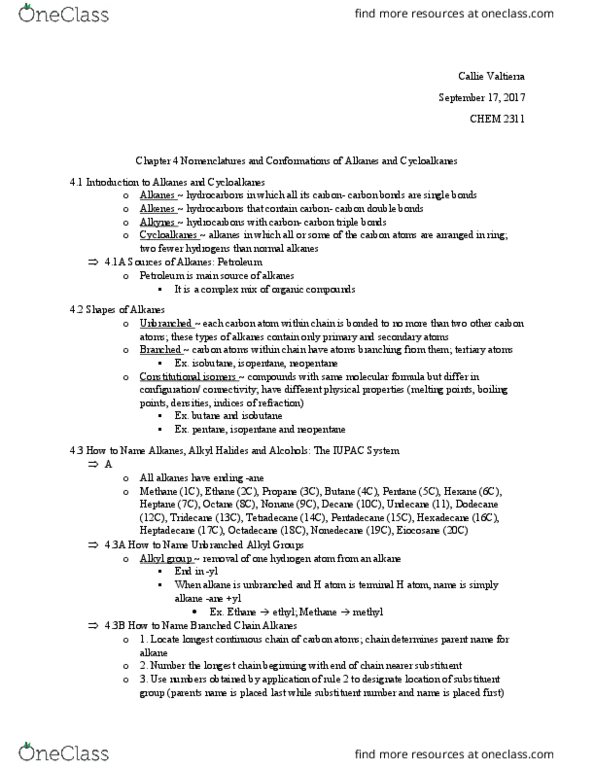 CHEM 2311 Chapter Notes - Chapter 4: Newman Projection, Molecular Geometry, Chemical Formula thumbnail