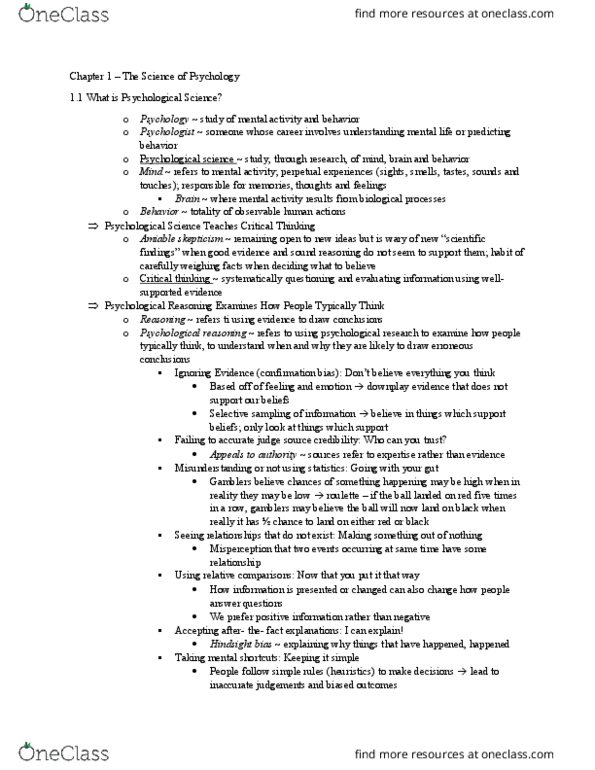 PSYC 1101 Chapter Notes - Chapter 1: Psychoanalysis, Job Satisfaction, Cognitive Psychology thumbnail