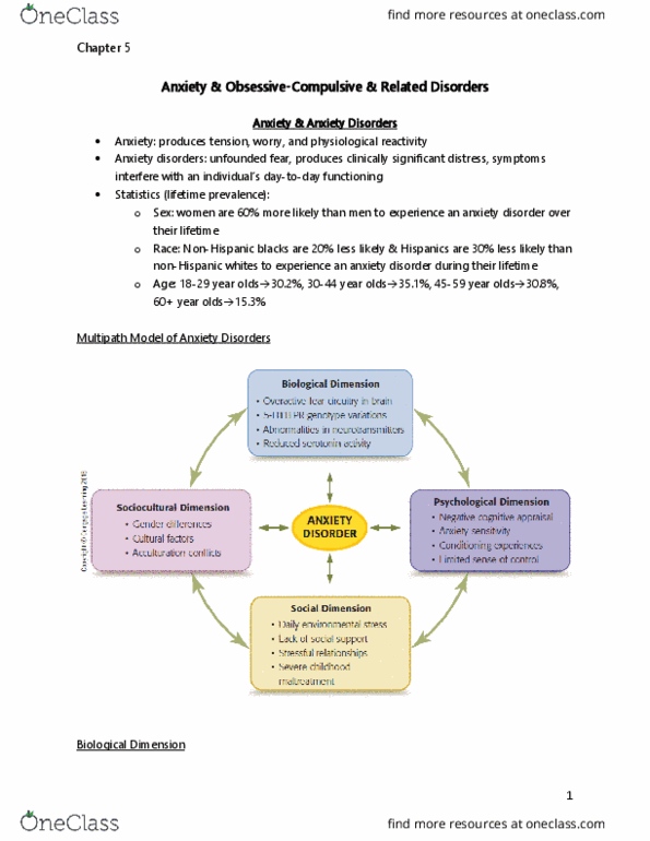 PSYC 2051 Chapter Notes - Chapter 5: Endophenotype, Systematic Desensitization, Frontal Lobe thumbnail