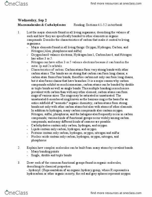 BIOL 1081 Lecture Notes - Lecture 5: Chemical Formula, Maltose, Lactase thumbnail