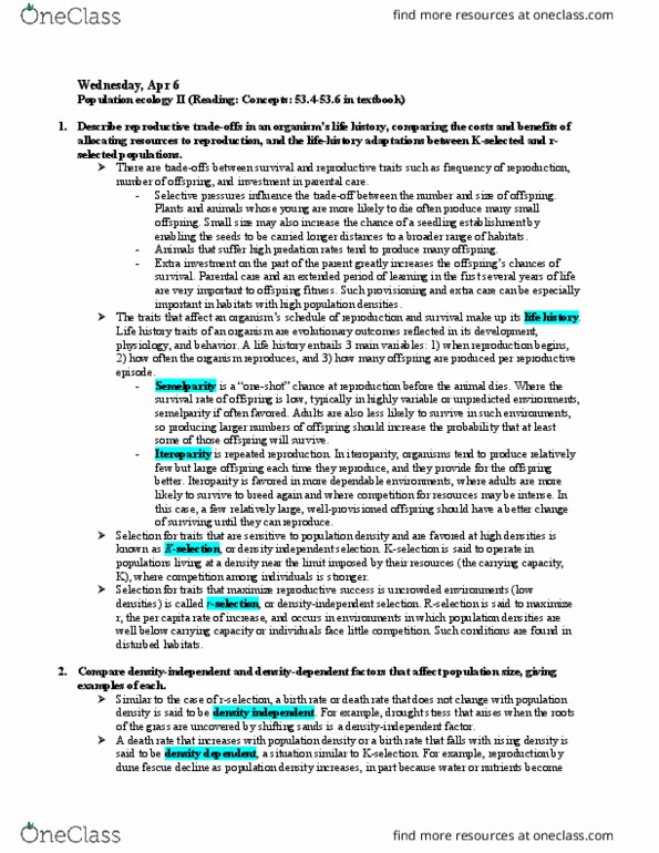 BIOL 1082 Lecture Notes - Lecture 31: Metapopulation, Semelparity And Iteroparity, Festuca thumbnail