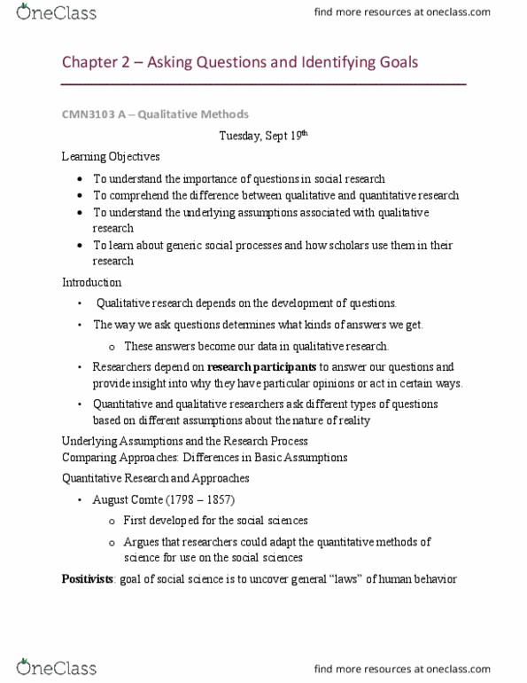 CMN 3103 Chapter Notes - Chapter 2: Breaching Experiment, Criminology, Ethnomethodology thumbnail