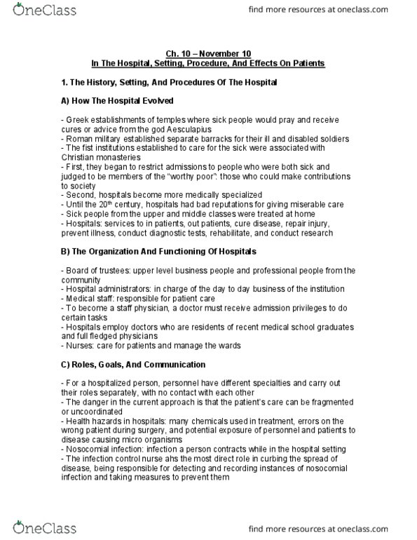 PSYC 3170 Chapter Notes - Chapter 10: Hospital-Acquired Infection, Asclepius thumbnail