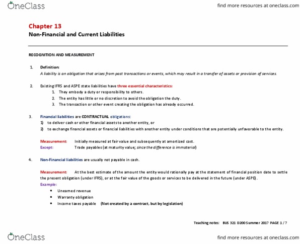 BUS 321 Lecture Notes - Lecture 13: Contingent Liability, European Route E134, Refinancing thumbnail