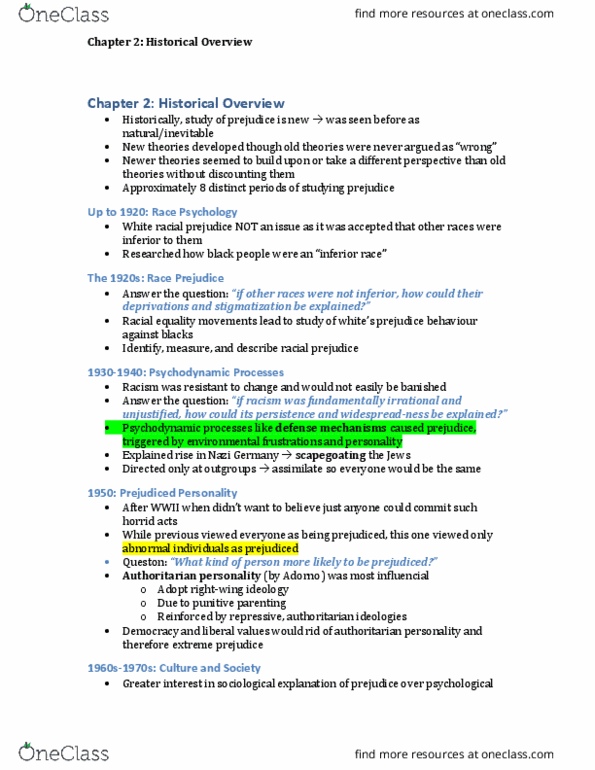 PSYC12H3 Chapter Notes - Chapter 2: Social Dominance Orientation, Aversive Racism, Implicit-Association Test thumbnail