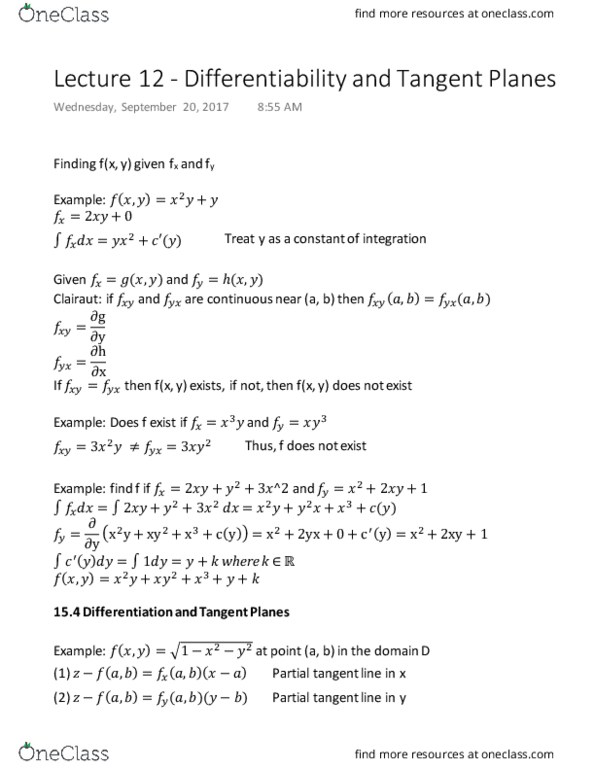 MATH 1920 Lecture Notes - Lecture 12: Cross Product thumbnail