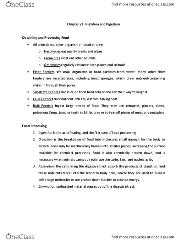 BIOL-1040 Lecture Notes - Lecture 21: Dental Caries, Peristalsis, Peptide thumbnail