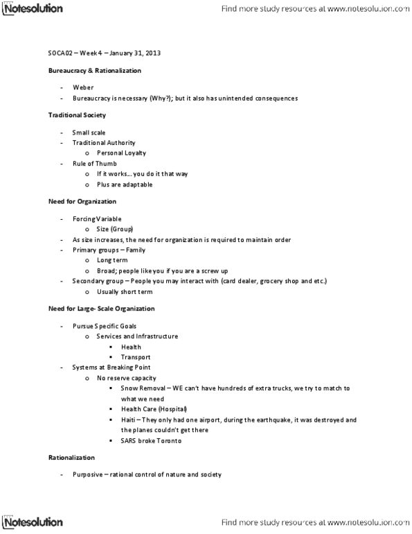 SOCA02H3 Lecture Notes - Lecture 4: Scientific Management, Mcdonaldization, George Ritzer thumbnail