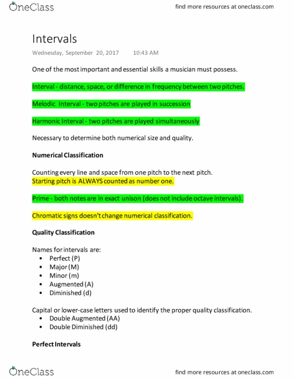 MUS 069A Chapter Notes - Chapter 6: Augmented Unison, Minor Sixth, Perfect Fourth thumbnail