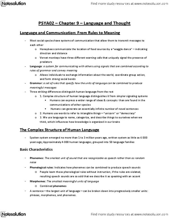 PSYA02H3 Chapter Notes - Chapter 9: Prefrontal Cortex, Karl Duncker, Language Development thumbnail