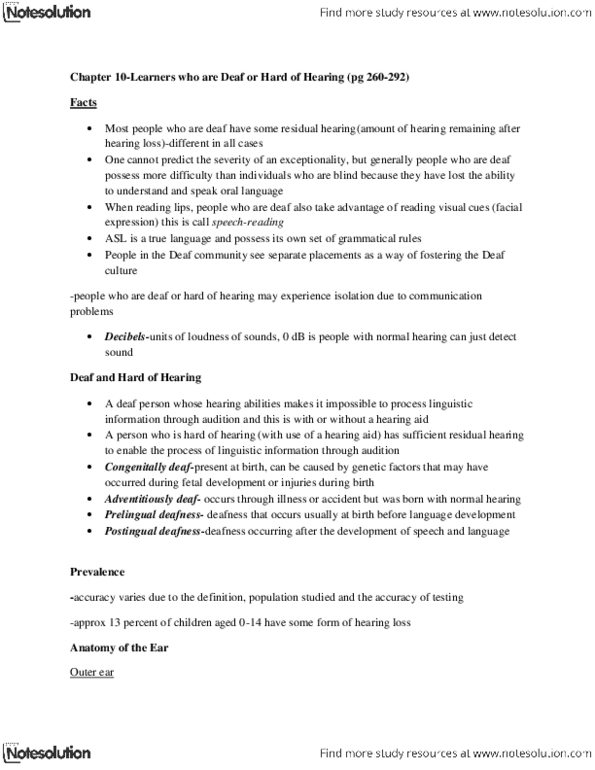 FRHD 2110 Lecture Notes - Decibel, Inner Ear, Ossicles thumbnail