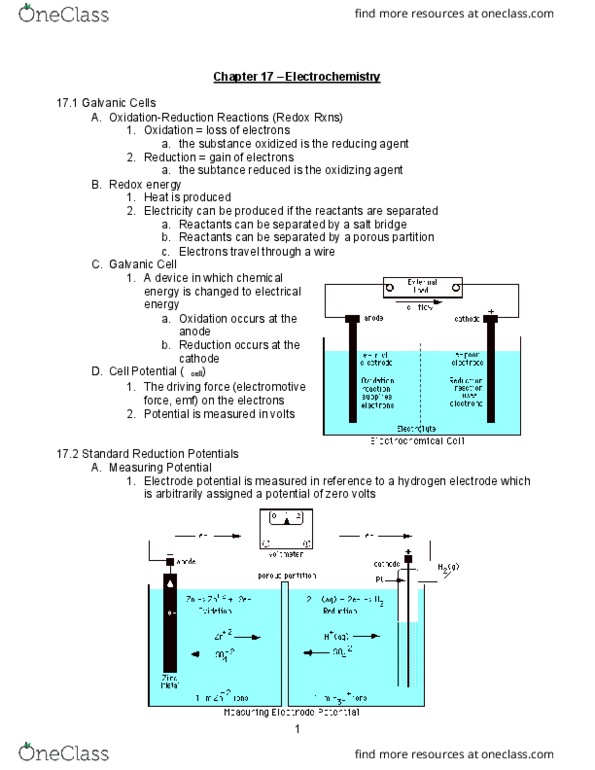 CHEM 112 Chapter Notes - Chapter 16: Ammonium Chloride, Electrowinning, Electroplating thumbnail