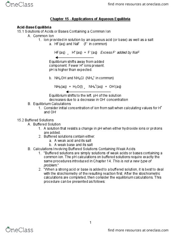 CHEM 112 Chapter Notes - Chapter 14: Equivalence Point, Reagent, Silver Chloride thumbnail