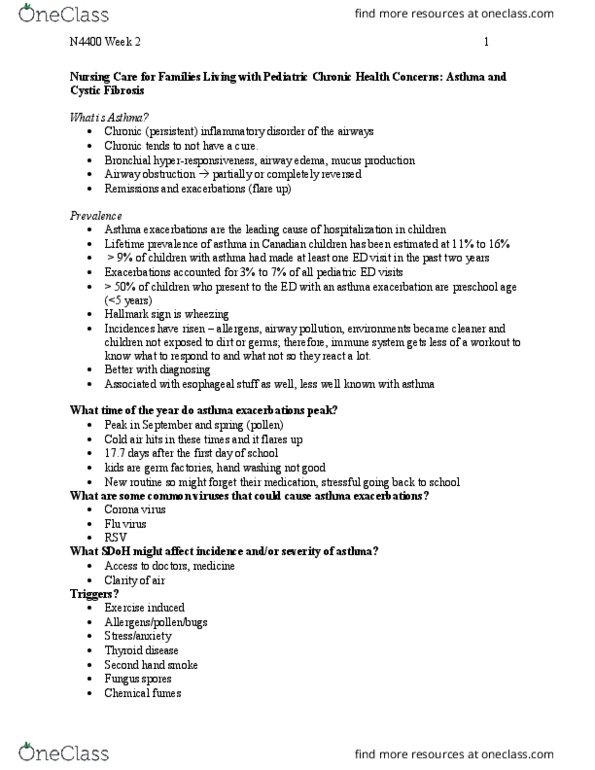 Nursing 4400A/B Lecture Notes - Lecture 2: Titration, Takers, Trisomy thumbnail