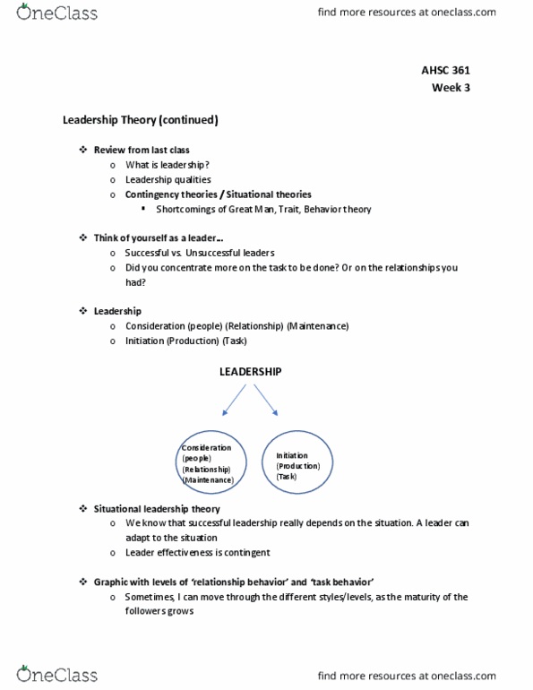 AHSC 361 Lecture Notes - Lecture 3: Risk Management, Situational Leadership Theory thumbnail