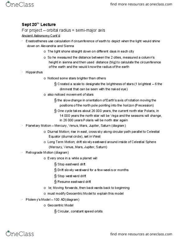 ASTR 1101 Lecture Notes - Lecture 2: Retrograde And Prograde Motion, Equant, Semi-Major And Semi-Minor Axes thumbnail