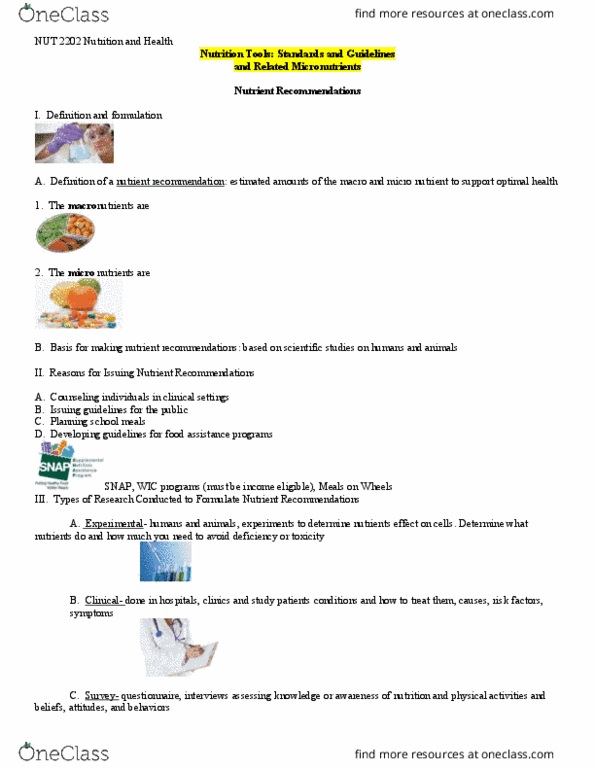 NUT-2202 Lecture 2: Outline Two with Images Nutrition Tools Standards and Guidelines and Related Micronutrients thumbnail