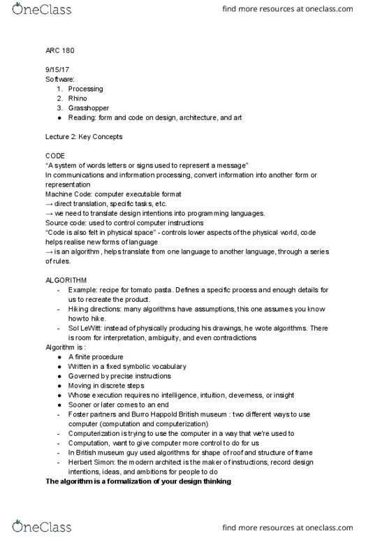 ARC180H1 Lecture Notes - Lecture 2: Ellipse, The Algorithm, Sol Lewitt thumbnail