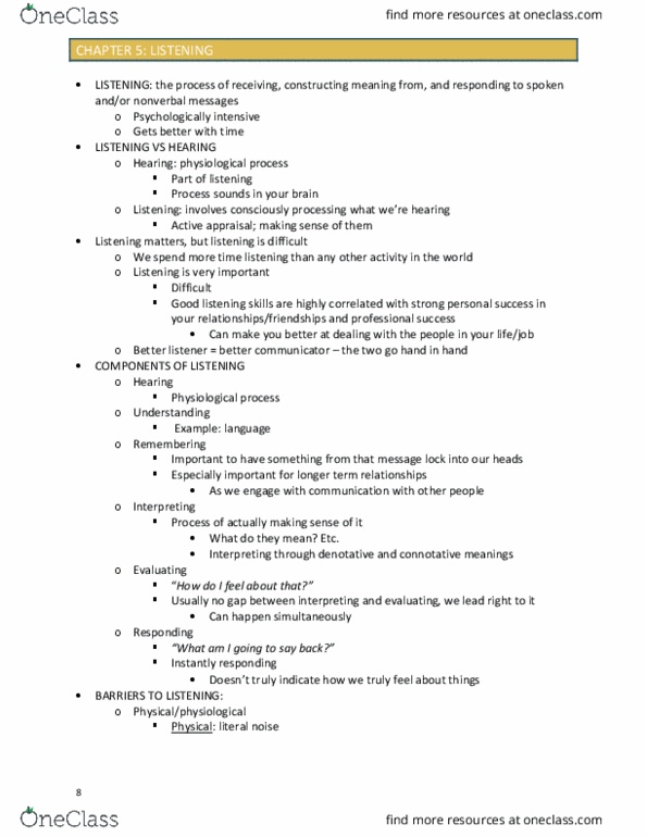 COMM 1000 Lecture Notes - Lecture 6: Interpersonal Communication, Cadence Skill thumbnail