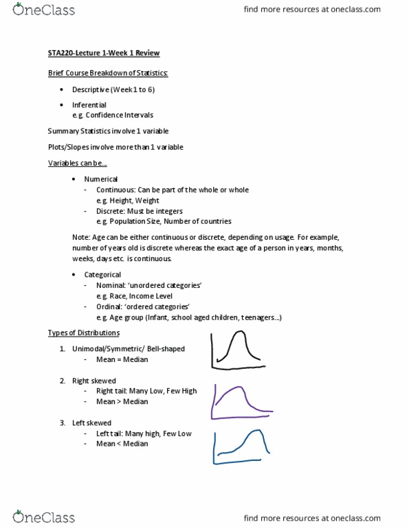 STA220H1 Lecture Notes - Lecture 1: Interquartile Range, Standard Deviation, Quartile thumbnail