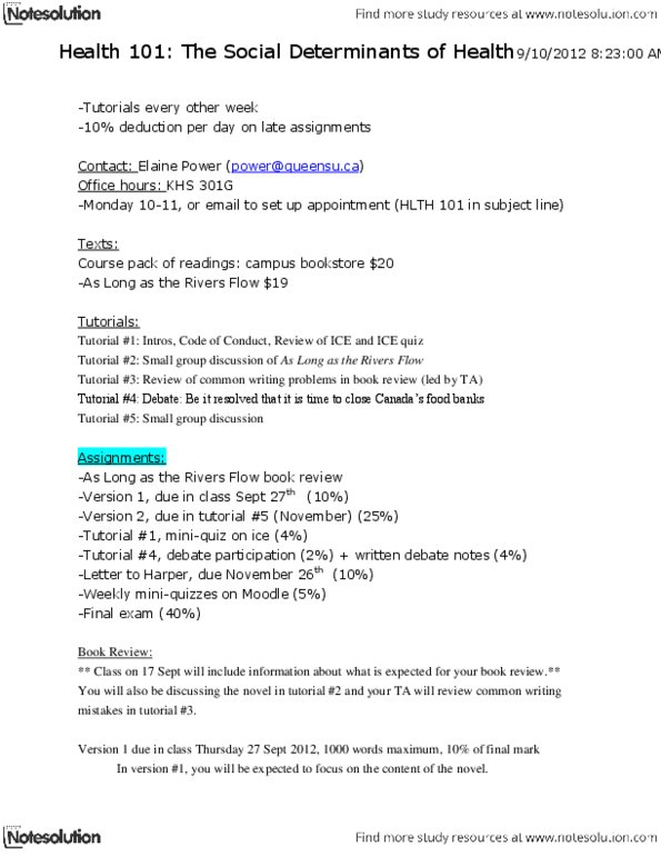 HLTH 101 Lecture Notes - Redistribution Of Income And Wealth, Thesis Statement, Penelakut Island thumbnail