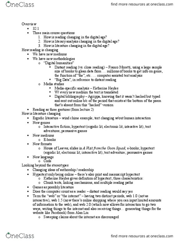 ENG287H1 Lecture Notes - Lecture 12: Gamebook, Caving, Cunnilingus thumbnail