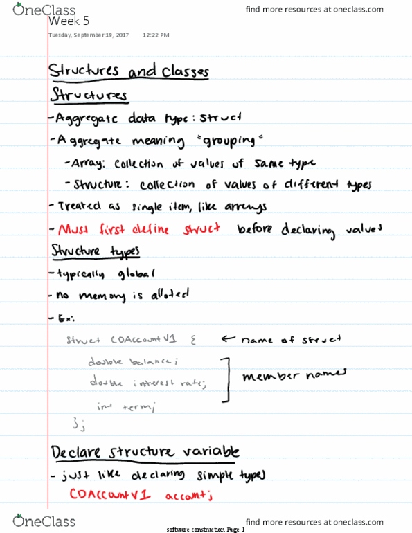 COMP 2710 Lecture 5: SC Week 5: Structures, software design process, relationships thumbnail