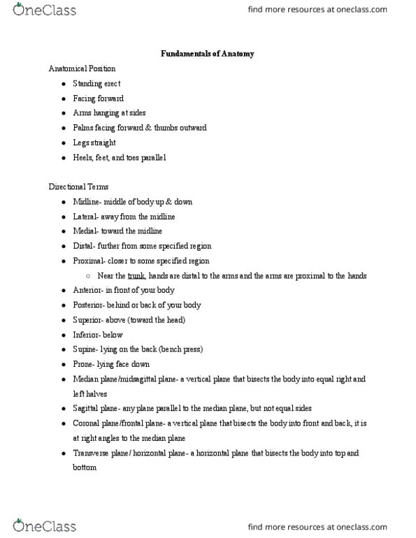 KNES 200 Lecture Notes - Lecture 1: Synovial Membrane, Fibrocartilage, Anatomical Terms Of Location thumbnail