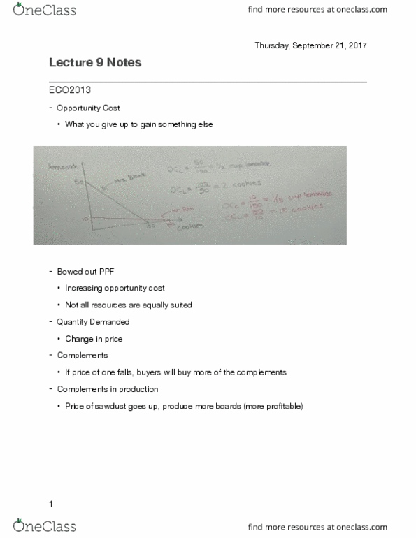 ECO 2013 Lecture Notes - Lecture 9: Opportunity Cost thumbnail
