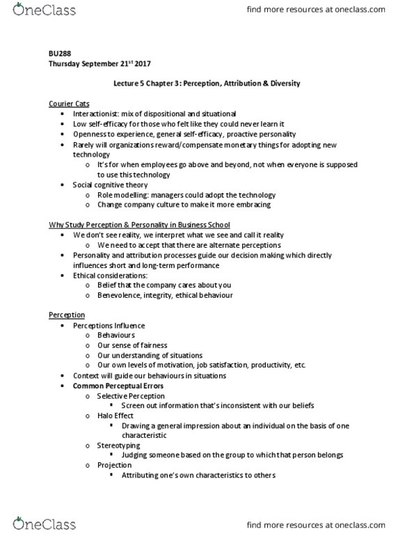 BU288 Lecture Notes - Lecture 5: Visible Minority, Central Tendency, Job Satisfaction thumbnail