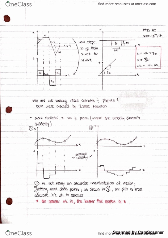 PHYS 112 Lecture 5: (09-18-17) Algebraic Relationship between Position and Velocity thumbnail