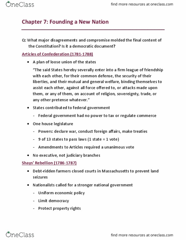 HIST 211 Lecture Notes - Lecture 7: Compulsory Process Clause, Commerce One, Excessive Bail Clause thumbnail