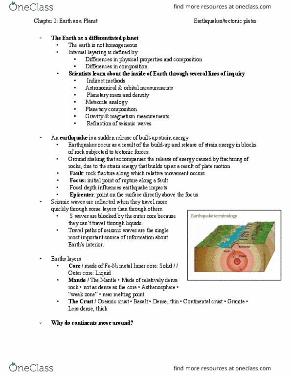 ENV100Y5 Lecture Notes - Lecture 6: Asthenosphere, Plate Tectonics, Refraction thumbnail