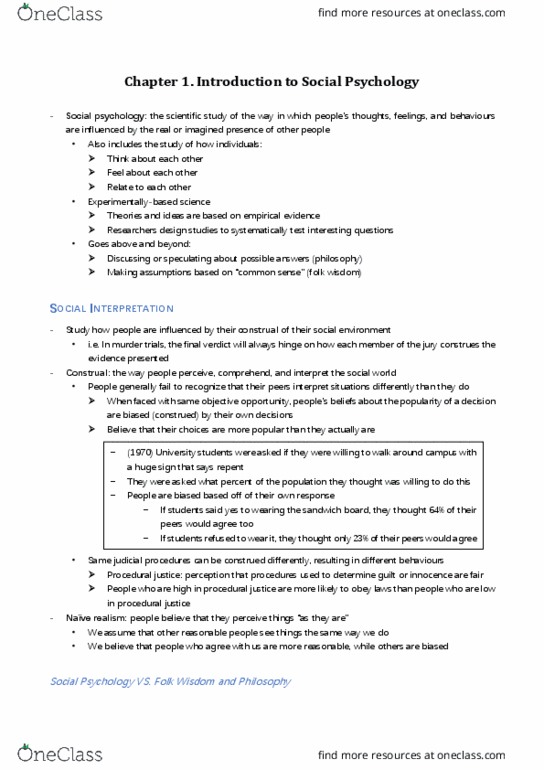 Psychology 2070A/B Chapter Notes - Chapter 1: Behaviorism, Relate, Universal Property thumbnail