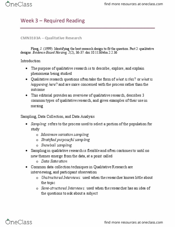 CMN 3103 Lecture Notes - Lecture 3: 18 Months, Symbolic Interactionism, Data Analysis thumbnail